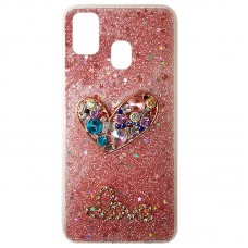 Capa para Samsung Galaxy A21s - Glitter Love Coração Rosa